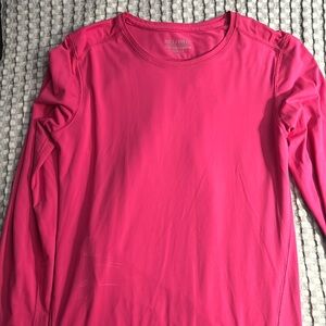 Pink med couture under scrub shirt